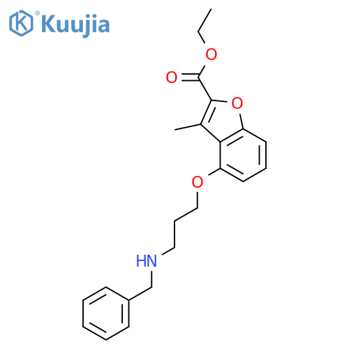 2-Benzofurancarboxylic acid,3-methyl-4-[3-[(phenylmethyl)amino]propoxy]-, ethyl ester structure