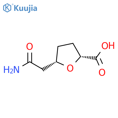 (2R,5S)-5-(2-Amino-2-oxoethyl)tetrahydro-2-furancarboxylic acid structure