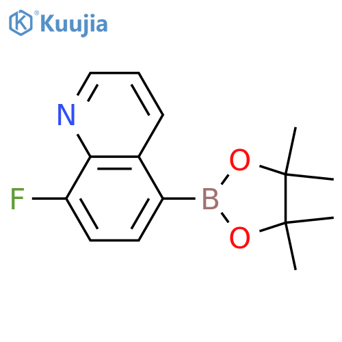 8-fluoro-5-(tetramethyl-1,3,2-dioxaborolan-2-yl)quinoline structure