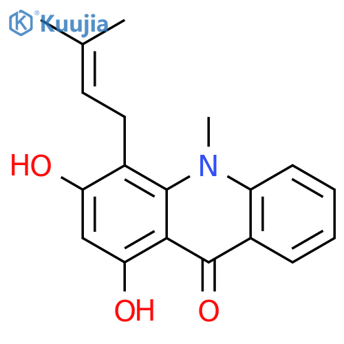 9(10H)-Acridinone,1,3-dihydroxy-10-methyl-4-(3-methyl-2-buten-1-yl)- structure