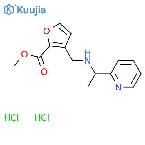 Methyl 3-({[1-(pyridin-2-yl)ethyl]amino}methyl)furan-2-carboxylate dihydrochloride structure