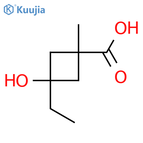 cis-3-Ethyl-3-hydroxy-1-methylcyclobutanecarboxylic acid structure