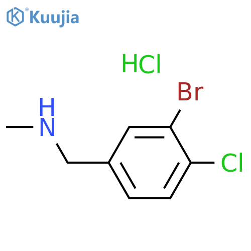 Benzenemethanamine, 3-bromo-4-chloro-N-methyl-, hydrochloride (1:1) structure