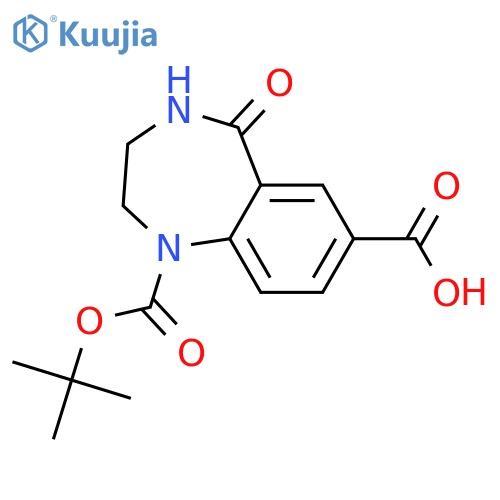 1-(tert-butoxy)carbonyl-5-oxo-2,3,4,5-tetrahydro-1H-1,4-benzodiazepine-7-carboxylic acid structure