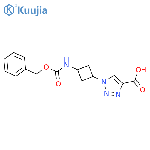 1-[3-[[(Phenylmethoxy)carbonyl]amino]cyclobutyl]-1H-1,2,3-triazole-4-carboxylic acid structure