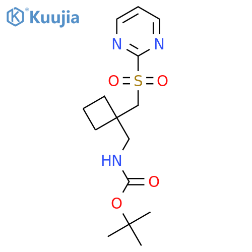 tert-butyl N-({1-[(pyrimidine-2-sulfonyl)methyl]cyclobutyl}methyl)carbamate structure