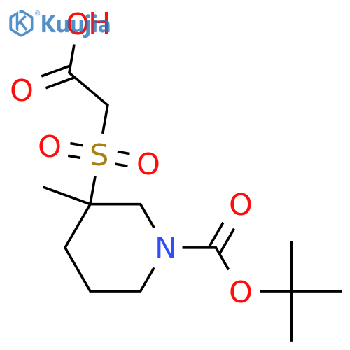 1-Piperidinecarboxylic acid, 3-[(carboxymethyl)sulfonyl]-3-methyl-, 1-(1,1-dimethylethyl) ester  structure