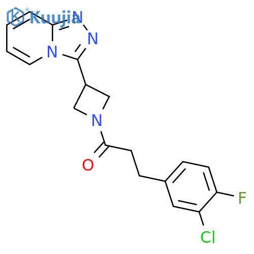 3-(3-chloro-4-fluorophenyl)-1-(3-{[1,2,4]triazolo[4,3-a]pyridin-3-yl}azetidin-1-yl)propan-1-one structure