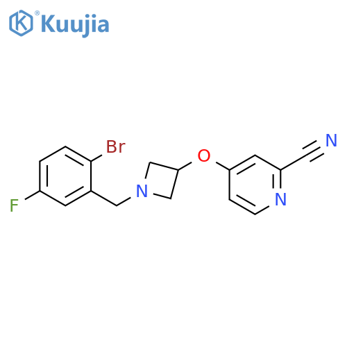 4-({1-[(2-bromo-5-fluorophenyl)methyl]azetidin-3-yl}oxy)pyridine-2-carbonitrile structure