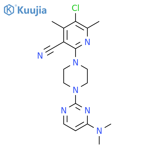 5-Chloro-2-{4-[4-(dimethylamino)pyrimidin-2-yl]piperazin-1-yl}-4,6-dimethylpyridine-3-carbonitrile structure