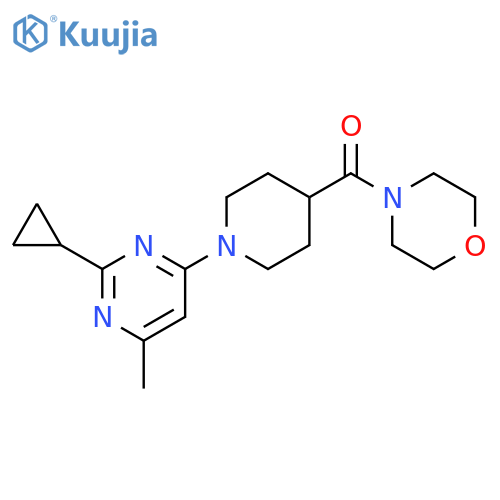 4-[1-(2-cyclopropyl-6-methylpyrimidin-4-yl)piperidine-4-carbonyl]morpholine structure