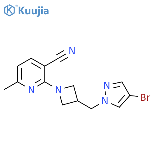 2-{3-[(4-bromo-1H-pyrazol-1-yl)methyl]azetidin-1-yl}-6-methylpyridine-3-carbonitrile structure