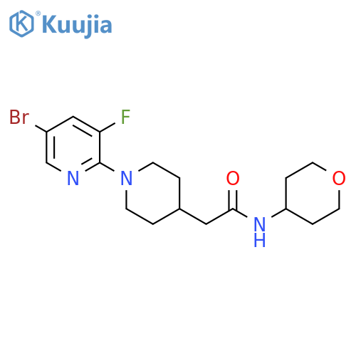 2-[1-(5-bromo-3-fluoropyridin-2-yl)piperidin-4-yl]-N-(oxan-4-yl)acetamide structure