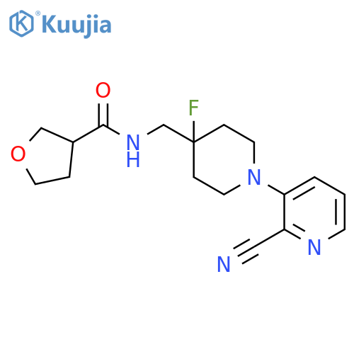 N-{[1-(2-cyanopyridin-3-yl)-4-fluoropiperidin-4-yl]methyl}oxolane-3-carboxamide structure
