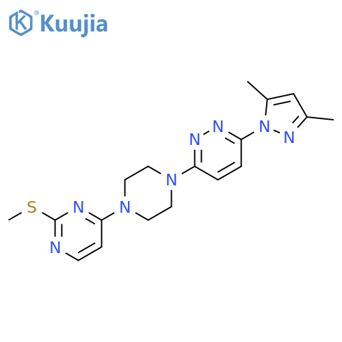 3-(3,5-dimethyl-1H-pyrazol-1-yl)-6-{4-[2-(methylsulfanyl)pyrimidin-4-yl]piperazin-1-yl}pyridazine structure