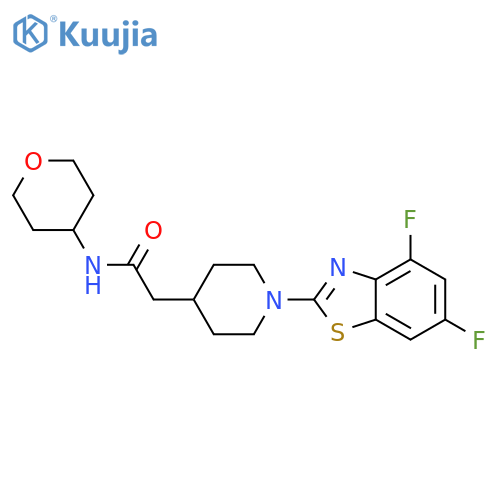 2-[1-(4,6-difluoro-1,3-benzothiazol-2-yl)piperidin-4-yl]-N-(oxan-4-yl)acetamide structure