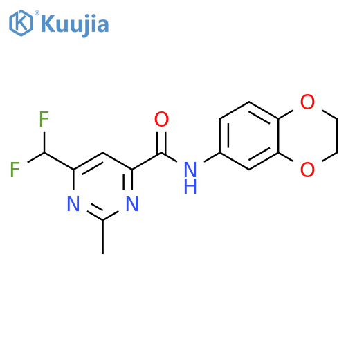 6-(difluoromethyl)-N-(2,3-dihydro-1,4-benzodioxin-6-yl)-2-methylpyrimidine-4-carboxamide structure