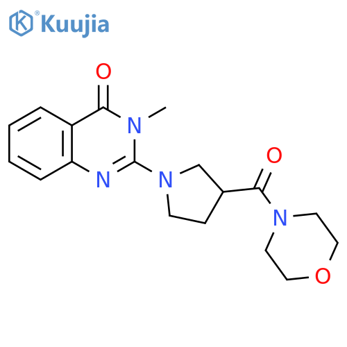 3-methyl-2-[3-(morpholine-4-carbonyl)pyrrolidin-1-yl]-3,4-dihydroquinazolin-4-one structure