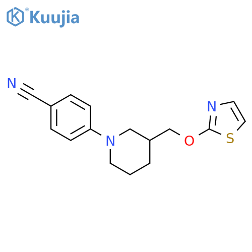 4-{3-[(1,3-thiazol-2-yloxy)methyl]piperidin-1-yl}benzonitrile structure