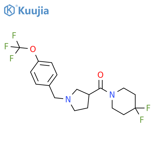 4,4-difluoro-1-(1-{[4-(trifluoromethoxy)phenyl]methyl}pyrrolidine-3-carbonyl)piperidine structure