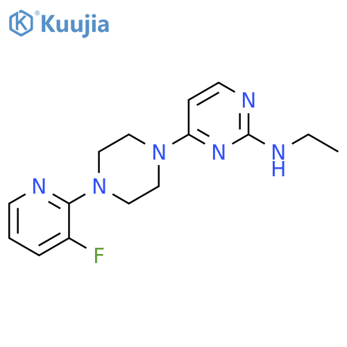 N-ethyl-4-[4-(3-fluoropyridin-2-yl)piperazin-1-yl]pyrimidin-2-amine structure