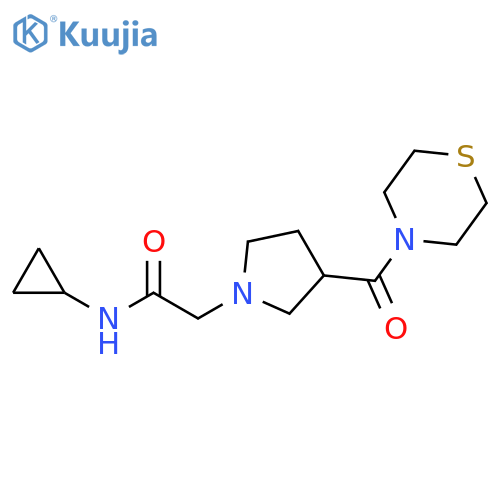 N-cyclopropyl-2-[3-(thiomorpholine-4-carbonyl)pyrrolidin-1-yl]acetamide structure