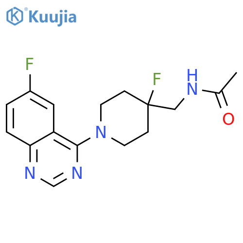 N-{[4-fluoro-1-(6-fluoroquinazolin-4-yl)piperidin-4-yl]methyl}acetamide structure