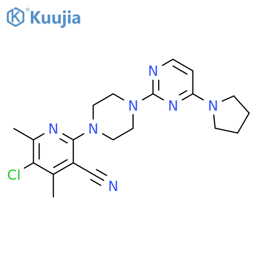 5-chloro-4,6-dimethyl-2-{4-[4-(pyrrolidin-1-yl)pyrimidin-2-yl]piperazin-1-yl}pyridine-3-carbonitrile structure