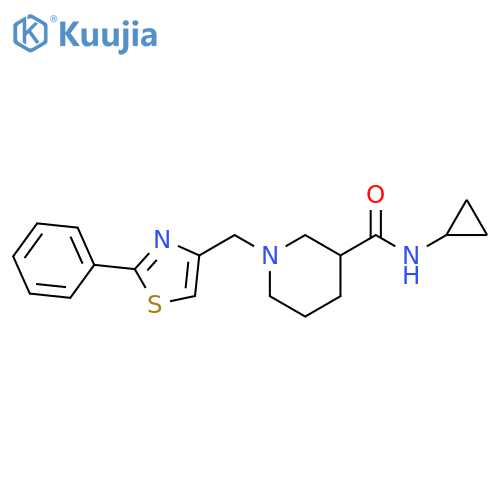 N-cyclopropyl-1-[(2-phenyl-1,3-thiazol-4-yl)methyl]piperidine-3-carboxamide structure