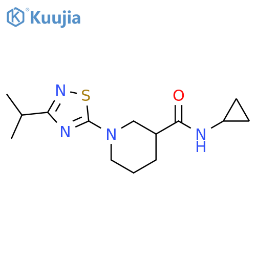 N-cyclopropyl-1-[3-(propan-2-yl)-1,2,4-thiadiazol-5-yl]piperidine-3-carboxamide structure