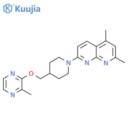 2,4-Dimethyl-7-(4-{[(3-methylpyrazin-2-yl)oxy]methyl}piperidin-1-yl)-1,8-naphthyridine structure