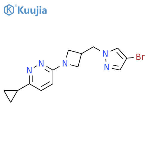 3-{3-[(4-bromo-1H-pyrazol-1-yl)methyl]azetidin-1-yl}-6-cyclopropylpyridazine structure