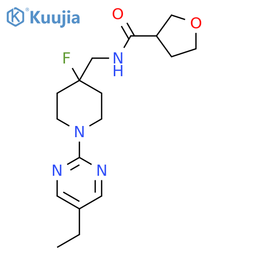 N-{[1-(5-ethylpyrimidin-2-yl)-4-fluoropiperidin-4-yl]methyl}oxolane-3-carboxamide structure
