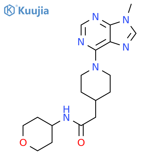 2-[1-(9-methyl-9H-purin-6-yl)piperidin-4-yl]-N-(oxan-4-yl)acetamide structure