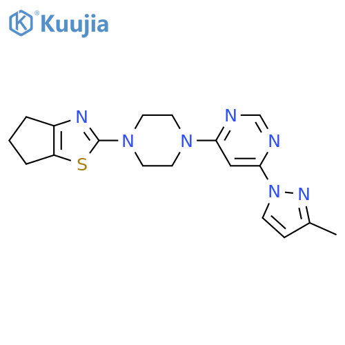 4-(4-{4H,5H,6H-cyclopenta[d][1,3]thiazol-2-yl}piperazin-1-yl)-6-(3-methyl-1H-pyrazol-1-yl)pyrimidine structure