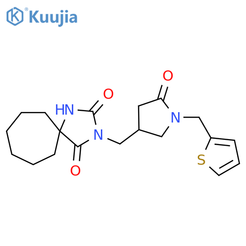 3-({5-oxo-1-(thiophen-2-yl)methylpyrrolidin-3-yl}methyl)-1,3-diazaspiro4.6undecane-2,4-dione structure