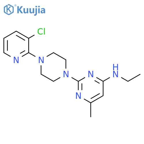 2-[4-(3-chloropyridin-2-yl)piperazin-1-yl]-N-ethyl-6-methylpyrimidin-4-amine structure