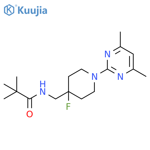 N-{[1-(4,6-dimethylpyrimidin-2-yl)-4-fluoropiperidin-4-yl]methyl}-2,2-dimethylpropanamide structure