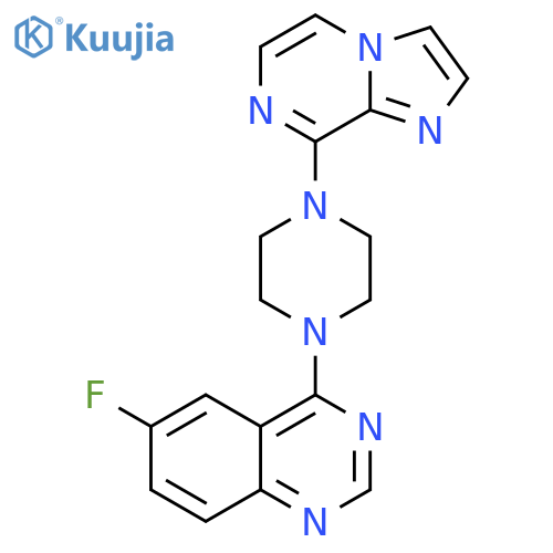 6-fluoro-4-(4-{imidazo[1,2-a]pyrazin-8-yl}piperazin-1-yl)quinazoline structure