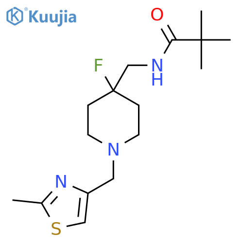N-({4-fluoro-1-[(2-methyl-1,3-thiazol-4-yl)methyl]piperidin-4-yl}methyl)-2,2-dimethylpropanamide structure