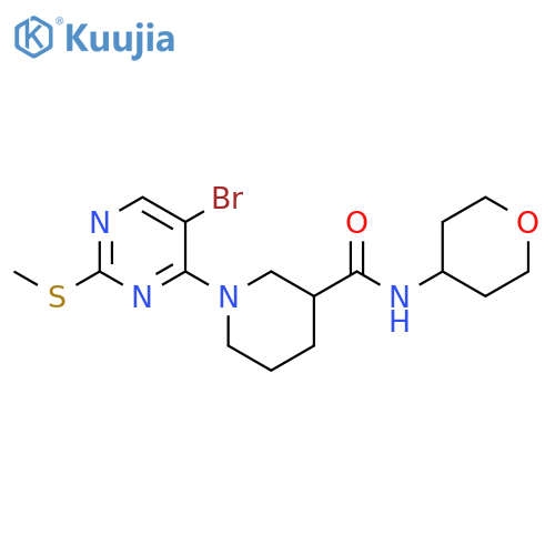 1-[5-bromo-2-(methylsulfanyl)pyrimidin-4-yl]-N-(oxan-4-yl)piperidine-3-carboxamide structure