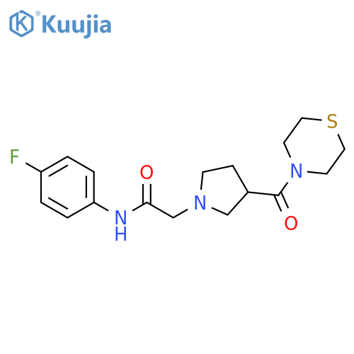 N-(4-fluorophenyl)-2-[3-(thiomorpholine-4-carbonyl)pyrrolidin-1-yl]acetamide structure