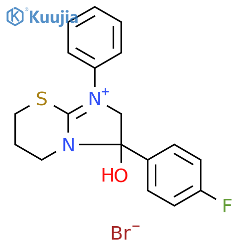 3-(4-fluorophenyl)-3-hydroxy-1-phenyl-2H,3H,5H,6H,7H-1-imidazo2,1-b1,3thiazin-1-ylium bromide structure