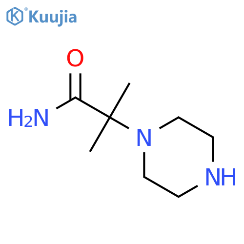 2-methyl-2-(piperazin-1-yl)propanamide structure