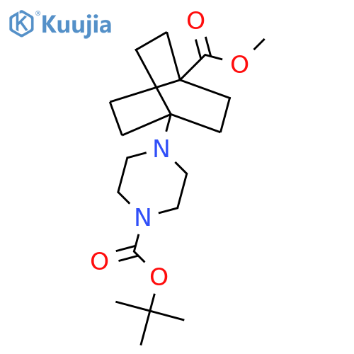 Tert-butyl 4-(4-methoxycarbonyl-1-bicyclo[2.2.2]octanyl)piperazine-1-carboxylate structure