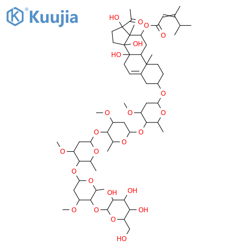 3,8,12,14,17-Pentahydroxypregn-5-en-20-one; (3β,12β,14β,17βOH)-form, 12-O-(3,4-Dimethyl-2E-pentenoyl), 3-O-[β-D-glucopyranosyl-(1→4)-α-L-cymaropyranosyl-(1→4)-β-D-cymaropyranosyl-(1→4)-β-D-oleandropyranosyl-(1→4)-β-D-cymaropyranoside] structure