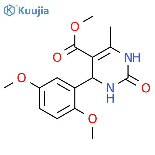 methyl 4-(2,5-dimethoxyphenyl)-6-methyl-2-oxo-1,2,3,4-tetrahydropyrimidine-5-carboxylate structure