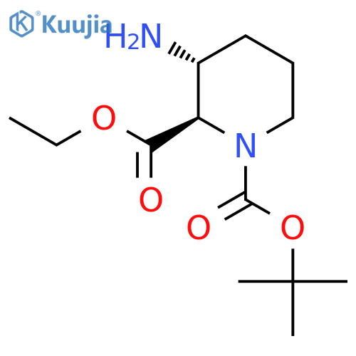 O1-tert-butyl O2-ethyl (2R,3R)-3-aminopiperidine-1,2-dicarboxylate structure