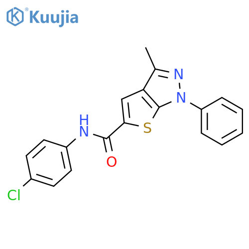 <br>3-Methyl-1-phenyl-1H-thieno[2,3-c]pyrazole-5-carboxylic acid (4-chloro-phen yl)-amide structure