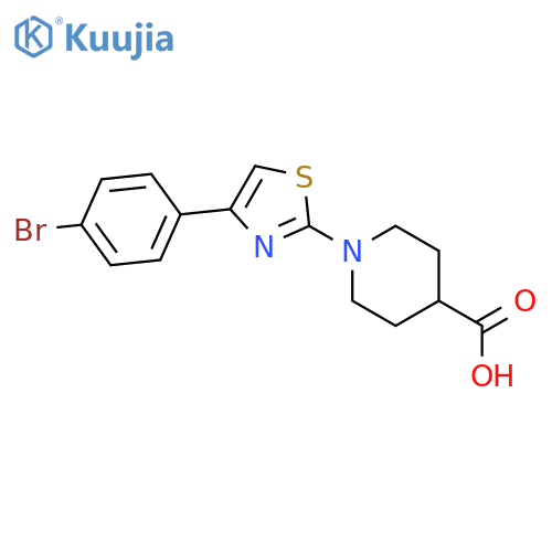 1-4-(4-Bromophenyl)-1,3-thiazol-2-yl-4-piperidinecarboxylic acid structure
